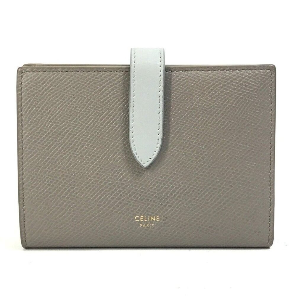CELINE .10PI Bicolor Medium strap wallet Trifold wallet Leather gray - Picture 1 of 13